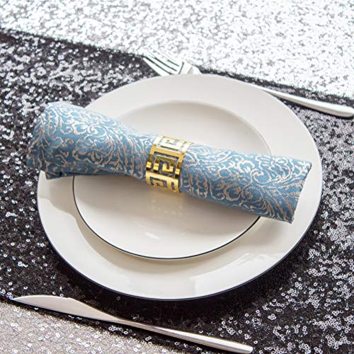 Black Sequin Table Runner 12x108 Inch - Pack of 10, Elegant Halloween Decor
