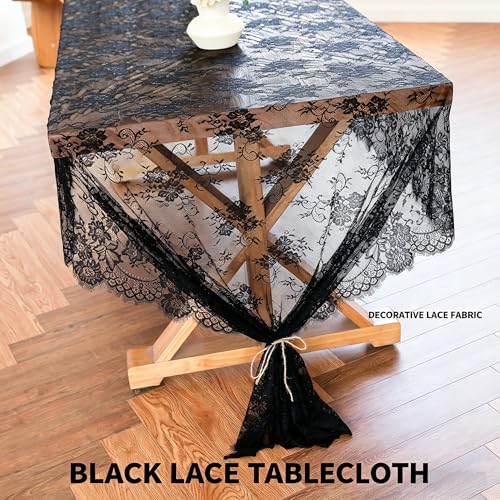 Black Lace Tablecloth 60x120 Inch - Formal & Casual Decor, Variation 2