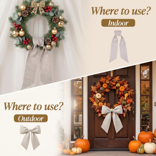 8 Pack Wreath Sash Blank - 55.1 x 5.1 Inches Polyester Garland Ribbon for DIY Embroidery & Holiday Decor