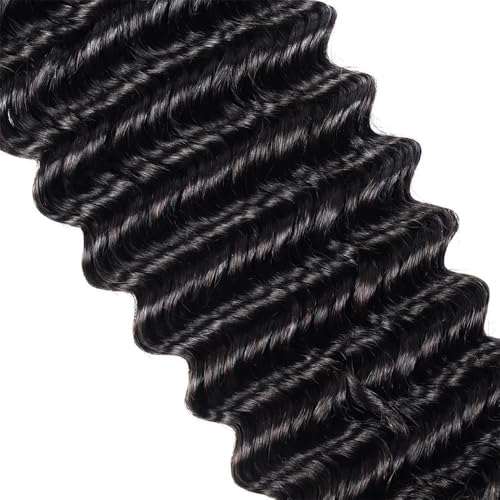 20 Inch Human Braiding Hair for Boho Braids 2 Bundle 100g Deep Wave Bulk Human Hair for Braiding No Weft 12A Brazilian Virgin Curly Human Hair Extensions for Boho Braids