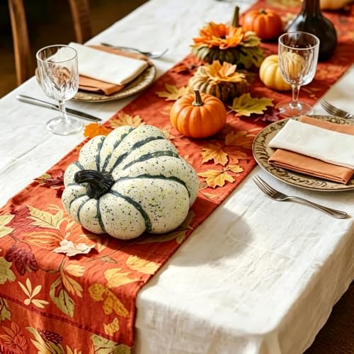 Artificial Green Pumpkin for Fall Decor 11.2" Cream Green Round Variation