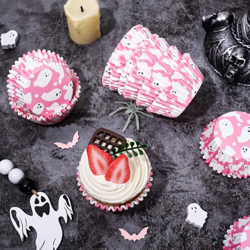 Halloween Cupcake Liners Ghost Pink White 300pcs - Themed Baking Cups & Wrappers