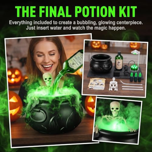Halloween Decorative Plastic Cauldron with Floating Potion Effect - Black