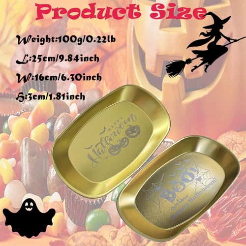 Halloween Candy Dish Set - BOO Spider 3 Pack Serving Trays for Trick-or-Treat