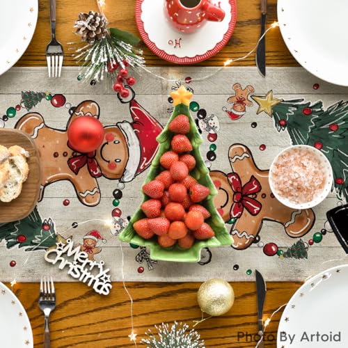 Artoid Mode Snowman Gingerbread Table Runner 13x108 Inch - Home Party Decor