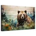 Wildlife Bear Watercolor Wall Art - Rustic Forest Canvas for Living Room & Nursery - 30x20 Inches