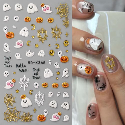 Halloween Nail Stickers Spooky & Cute Nail Art Decals Style-17 - 2 Sheets
