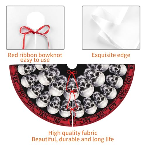 Halloween Skull Christmas Tree Skirt - Medium 36 Inch Farmhouse Holiday Decor