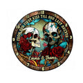 12 Inch Gothic Skull Rose Wall Clock - Halloween Decor & Home Accent