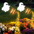 Solar Ghost Garden Stake Lights Set - Warm Light, 2 Pack Halloween Decor