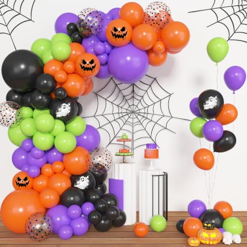 Halloween Balloon Arch Kit - Black & Orange 153pcs Party Decor Variation