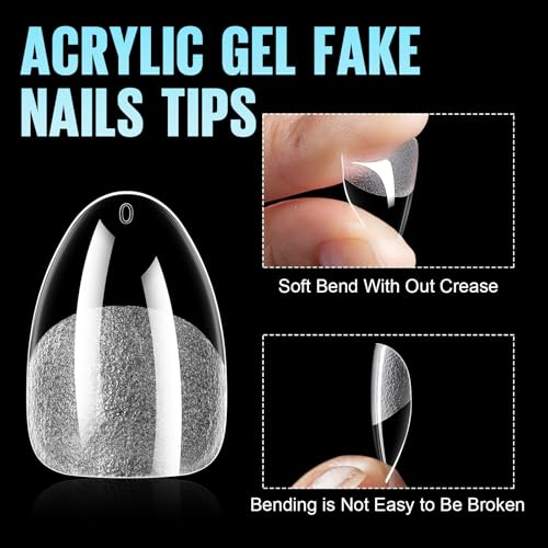 Extra Short Almond Nail Tips 192Pcs - Full-Coverage Fake Nails for DIY Manicure