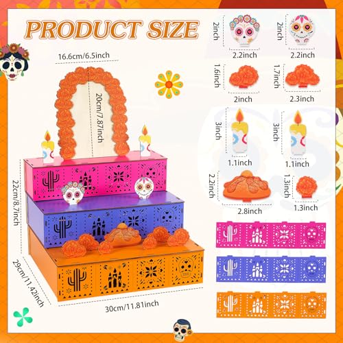 BrightRow Classic Day of Dead Ofrenda Altar Decoration - Wooden Mexican Celebration