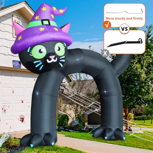 14ft Halloween Inflatable Cat Arch Yard Decoration with LED Lights, Waterproof Outdoor Decor