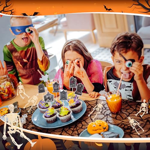 Halloween Cupcake Toppers 36 Pack Tombstone Skeleton Cake Decorations