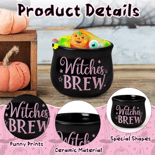 Halloween Candy Dish Cauldron - Mini Ceramic Witches Brew Bowl for Trick-or-Treat