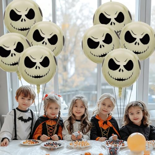 Green 8 Pcs 22 Inch 4D Skull Head Halloween Balloons Party Decorations