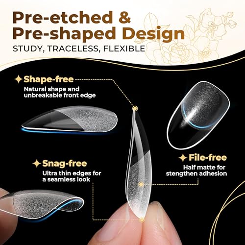 Oval Fake Nails 504PCS Gel Nail Tips - Medium Round Pre-Shaped, No Trace, Long Lasting