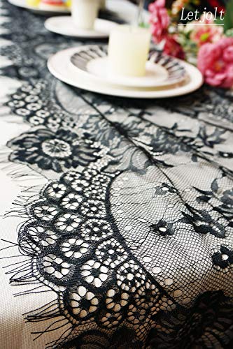 Letjolt Black Lace Table Runner 14x120 Inches Elegant Wedding Decor - Variation 1