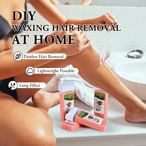 Rose Roll-On Hair Removal Wax Refill Cartridges for Sensitive Skin - 4 Pack