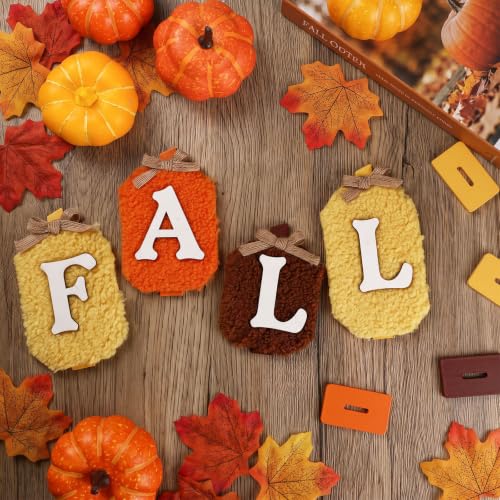 Fall Wooden Sign Set with Teddy Fleece & Jute Bows - Seasonal Home Decor