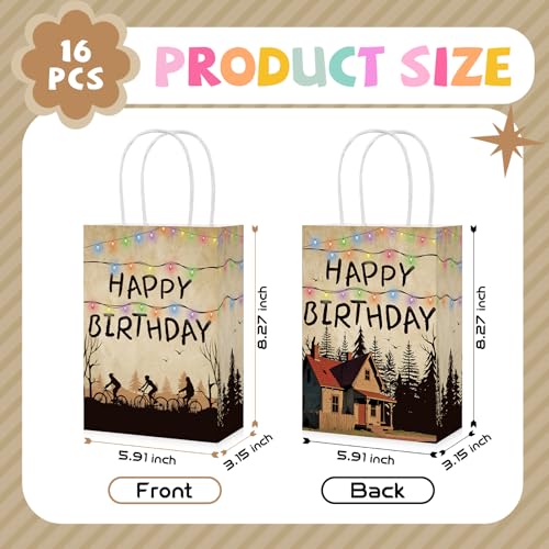 16Pcs Spooky Rustic Alphabet Party Favor Bags with Variations - Orange, Purple, Blue, Green