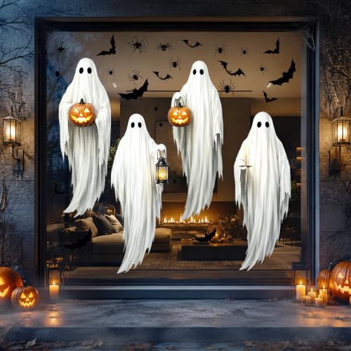 Large Halloween Window Clings - Ghost, Bat & Spider Decals for Glass