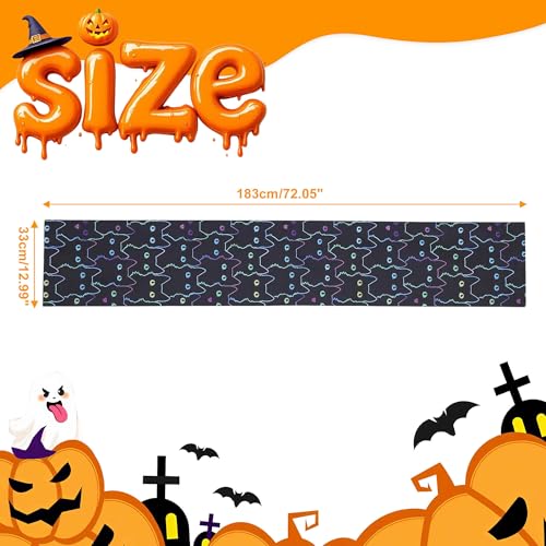 Halloween Cat Table Runner for Kitchen & Dining - Black & Orange Festive Decor