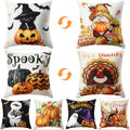 Amyhill 4-Pack Fall Pillow Covers 18x18 Inch Halloween & Thanksgiving Retro Design