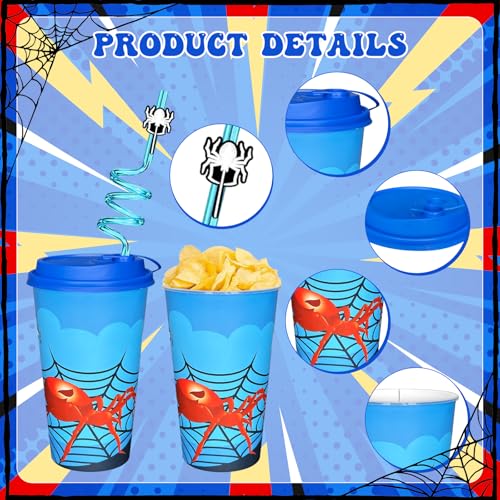 Spider Party Favors Set - Spider Theme Birthday Party Supplies - Includes Cups, Straws, Wristbands & Bags - Variation: Spider Party Favors