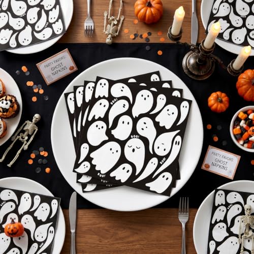 Halloween Ghost Party Decorations - Black Spooky Napkins (50 Pcs) - Variation of THIS listing