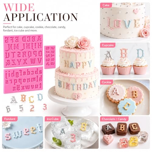 Letters and Number Silicone Molds for Baking & Cake Decoration - Food Grade, Reusable