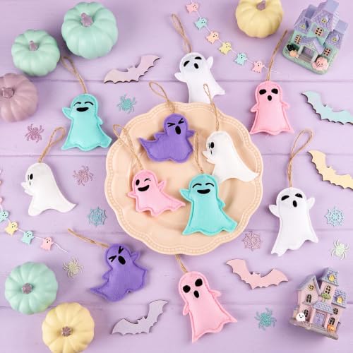 Pastel Halloween Ghost Ornaments - Set of 48 Felt Hanging Decorations for DIY & Parties - Variation: Ghost
