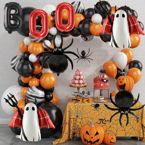 Halloween Foil Balloons Set - Ghost, Black Spider, Boo Decorations for Party