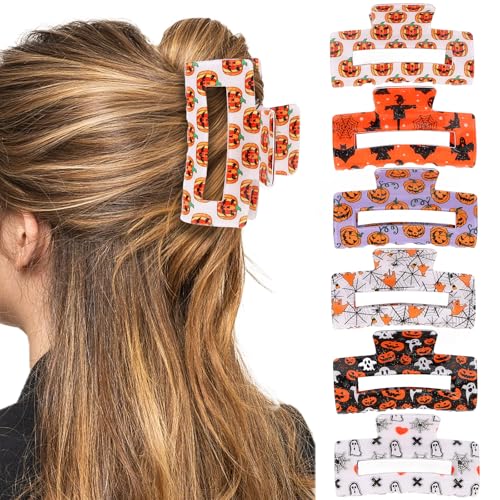 Halloween Hair Clips Set - Spooky Pumpkin Ghost Bat Designs for Women & Girls