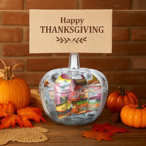 12 Pack Glass Pumpkin Candy Jars with Lids - Halloween Thanksgiving Decor