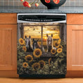 Farm Horse Magnetic Dishwasher Cover - Sunflower Butterfly Design, 23x26 Inch, Rustic Kitchen Decor
