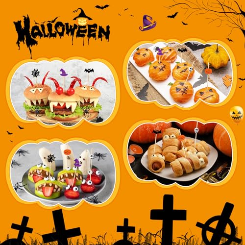 Halloween Ghost Pumpkin Spider Boo Bat Cocktail Picks - 100 Pcs Party Decoration