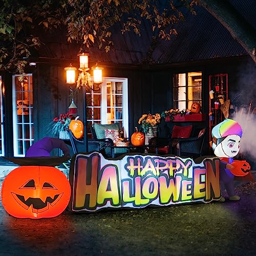 11.5 FT Halloween Inflatable Vampire with Pumpkin & LED Lights for Yard Decor