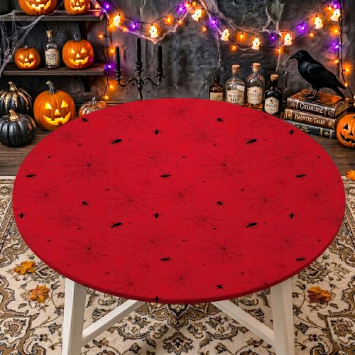 Halloween Round Tablecloth 65 Inch - Spider Web Design for Festive Decor