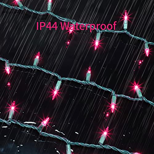 Pink 300 Incandescent Mini String Lights for Indoor Christmas & Party Decoration - Green Wire, Variation of 300 Pink