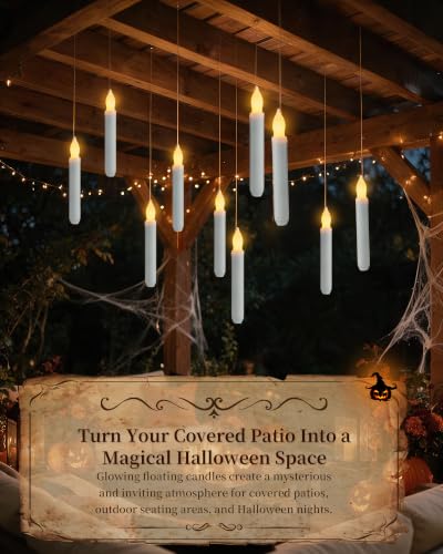 Waterproof Floating Candles with Remote Wand - Outdoor Halloween Decor Set