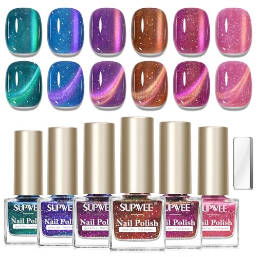 Midsummer Fireflies Magnetic Glitter Cat Eye Nail Polish Set - Non Gel