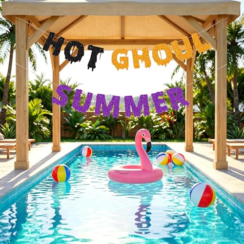 Summerween Banner Glitter Spooky Summer Halloween Photo Booth Decor