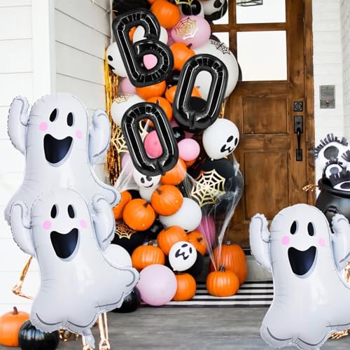 Halloween Foil and Ghost Balloon Set - 6 Pieces for Party Decorations