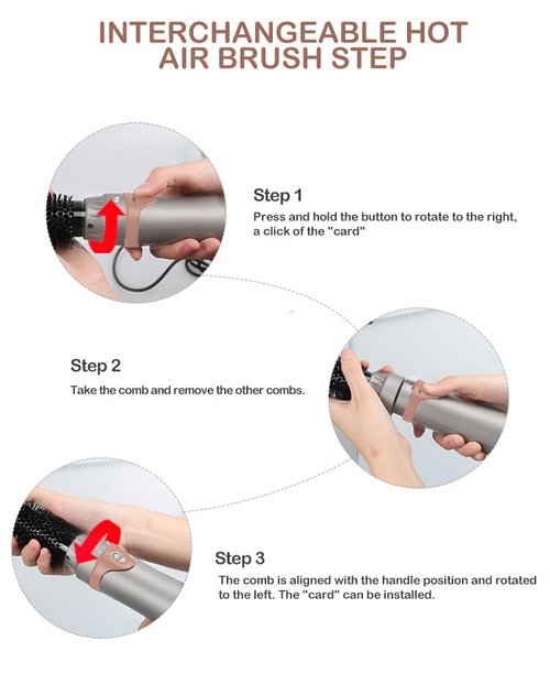 AIKO PRO 4 in 1 Blow Dryer Brush & Volumizer, Negative Ion Detachable Hair Dryer & Blow Dryer Brush for Curling, Straightening & Styling with a Heat-Resistant Glove