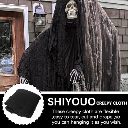 Large Black Halloween Creepy Cloth with Bat Decorations - 400 x 85 Inches
