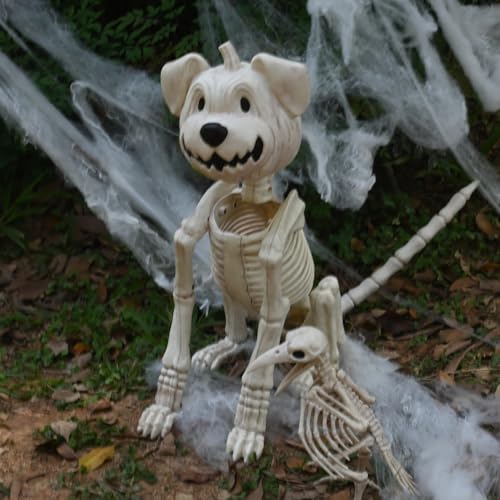 18-Inch Pumpkin Skeleton Dog Decoration for Halloween Yard & Indoor Decor