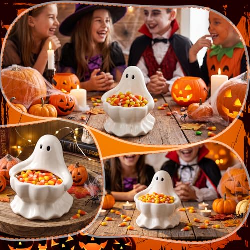 Halloween Ghost Candy Bowl Ceramic Ghost Dish for Snacks & Decor