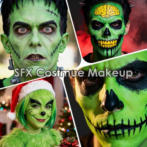 Water Based Green Face & Body Paint Palette for Halloween & Creative Looks - Dark Green